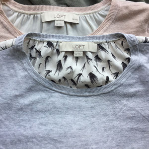 2 LOFT Mixed-Media Blouses - XS